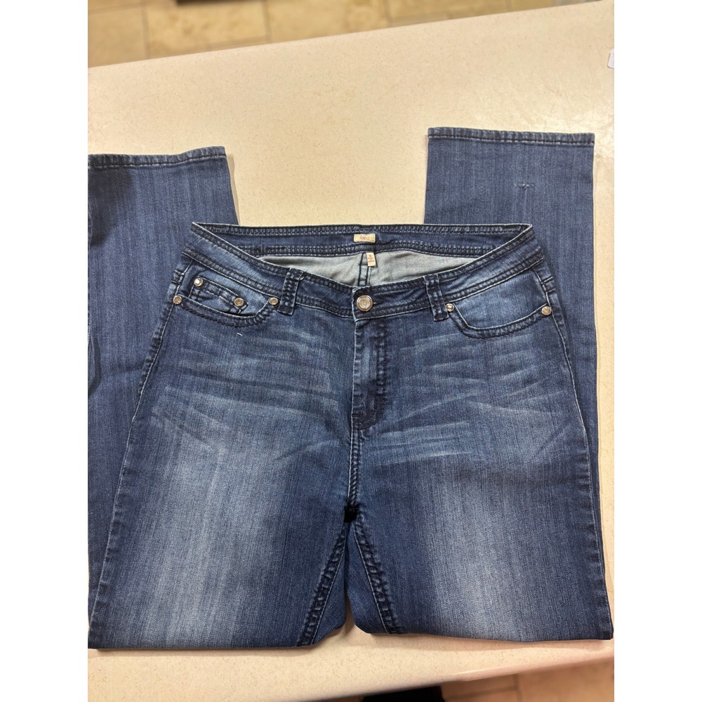 Reba McEntire Womens Size 16 Straight Blue Embroidered Rhinestone Pockets